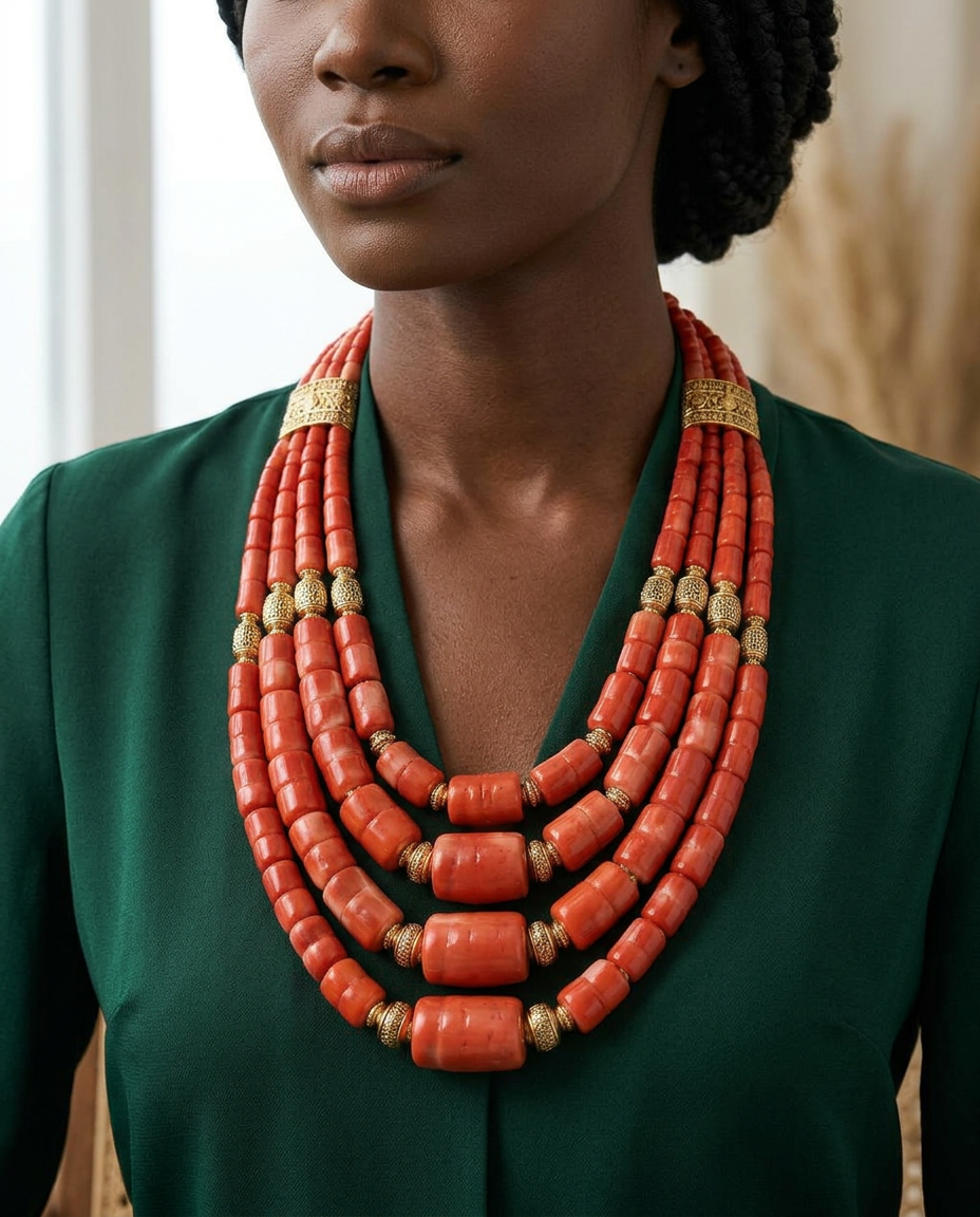 Royal Coral Neck Beads — styling inspiration, not the actual item